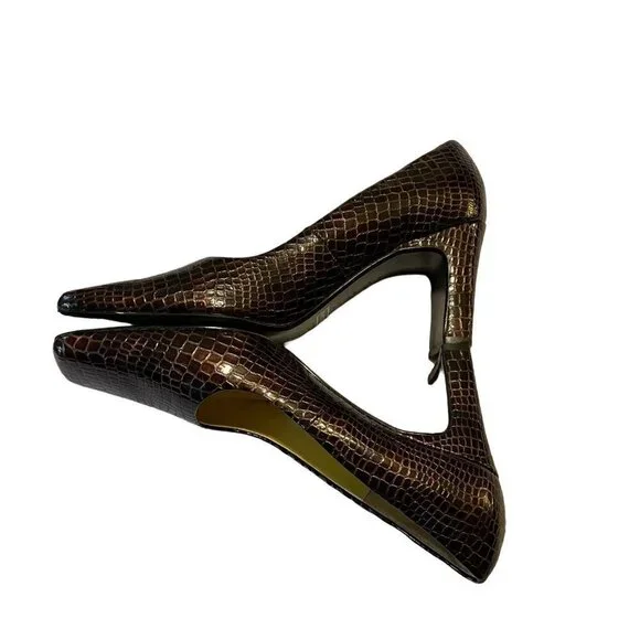 BELLINI Marta Women's Leather Croc Embossed Pump Heels Size 10M - Picture 6 of 10